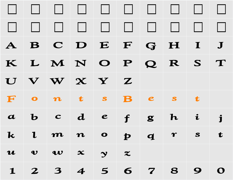 PutForthNew40 Character Map