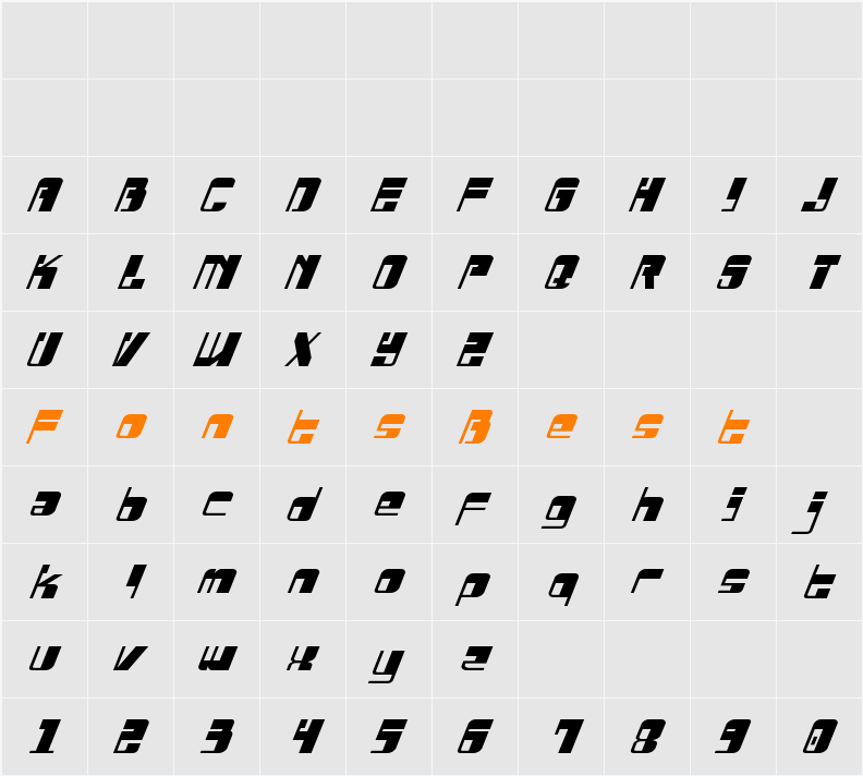 Drosselmeyer Italic Character Map