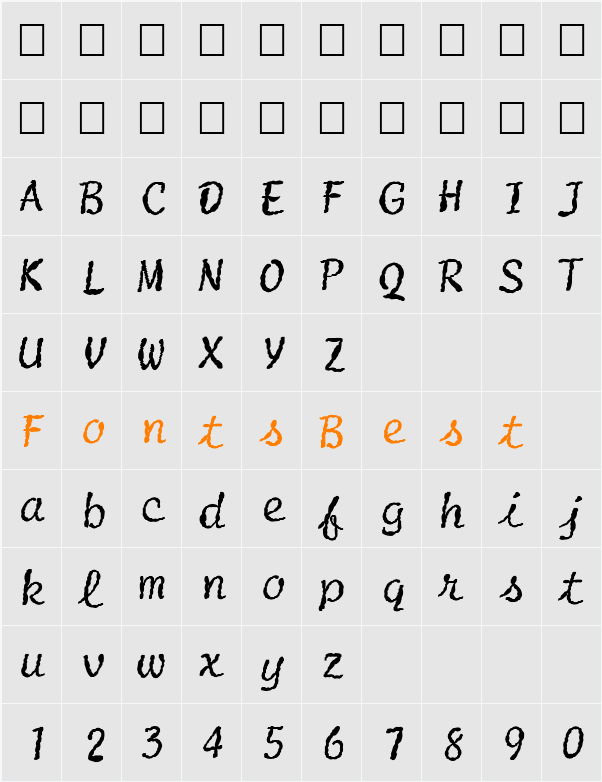 FZ HAND 20 MANGLED Character Map