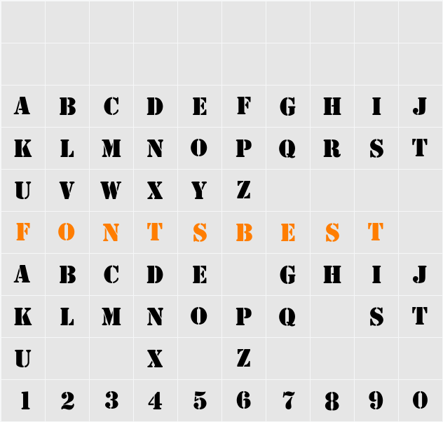 Stencil-Thin Character Map