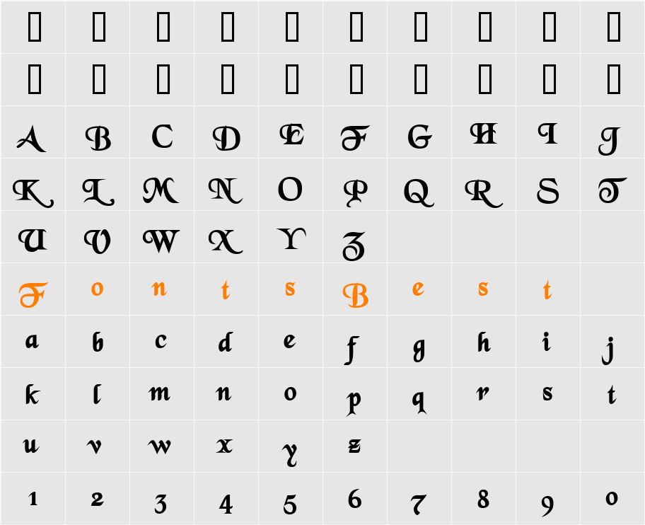 GrenelefeScriptSSi Character Map