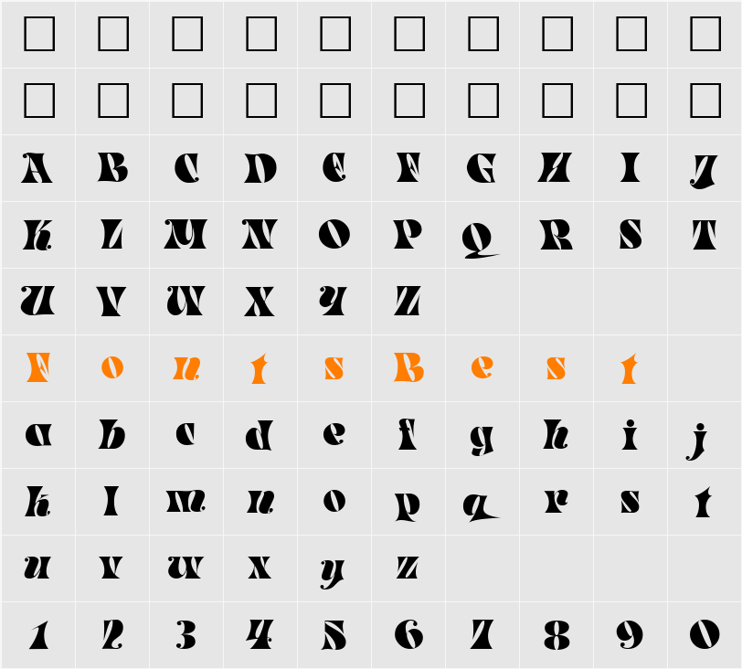 Parade Character Map