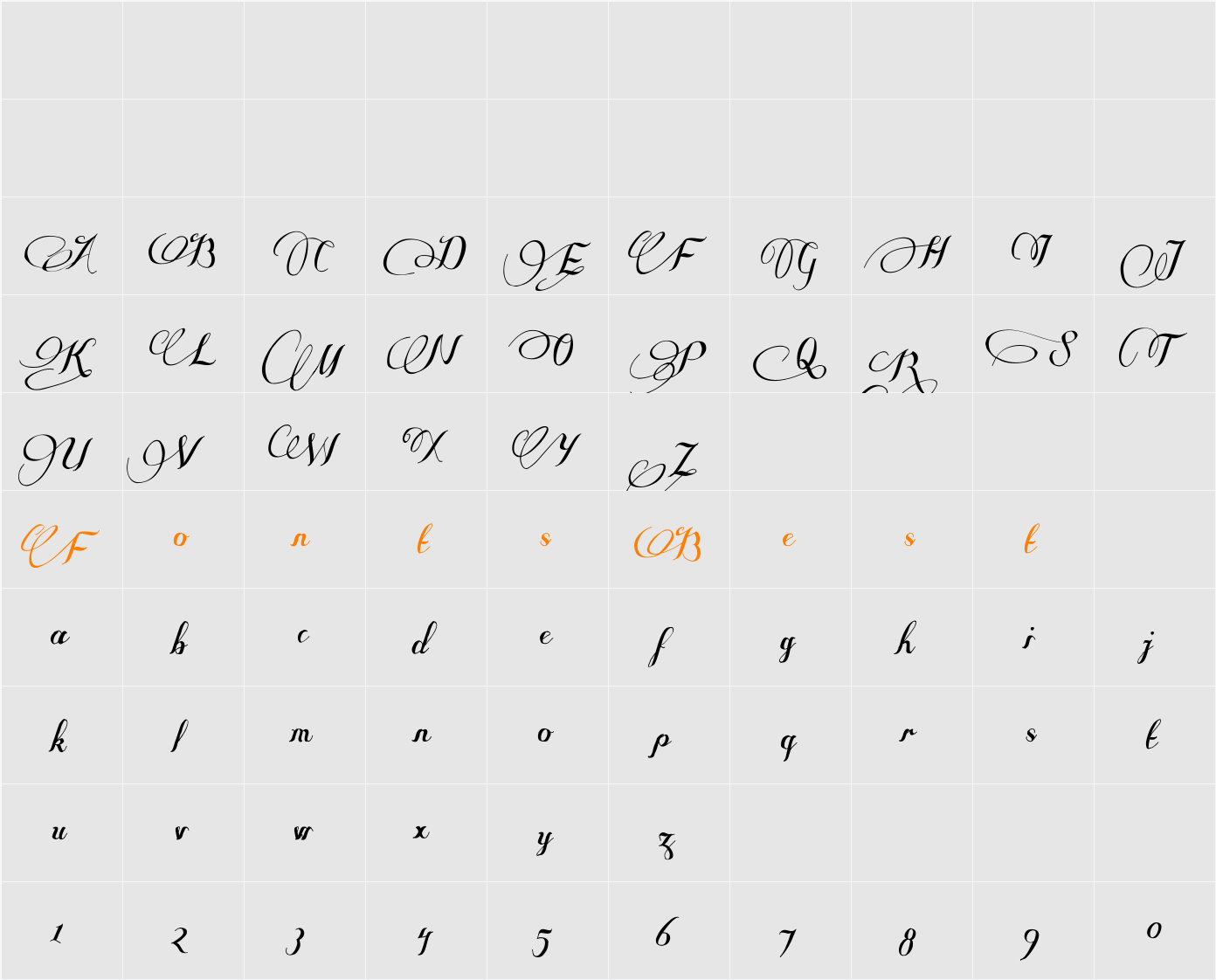 Some Weatz Swashes Character Map