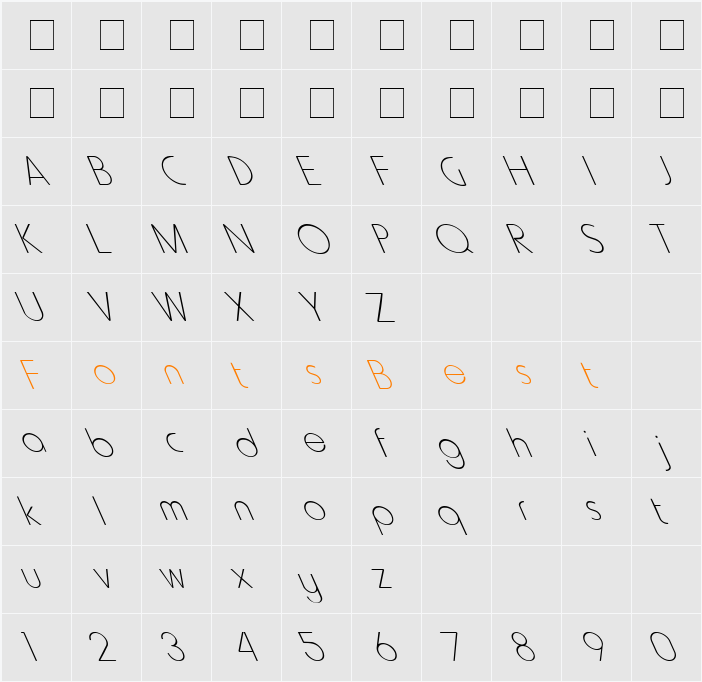 Howard-Light-Extreme Leftified Character Map