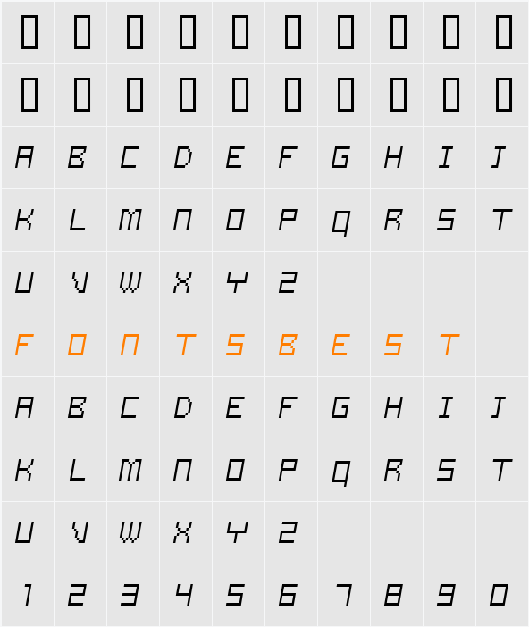 Samson Light Oblique Character Map