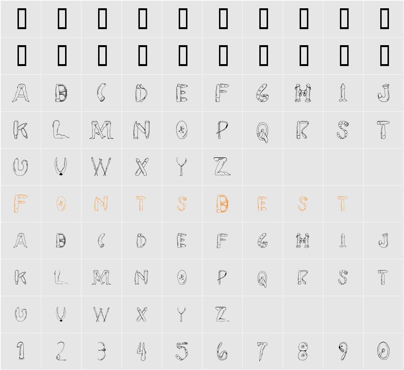 SEX FONT Character Map
