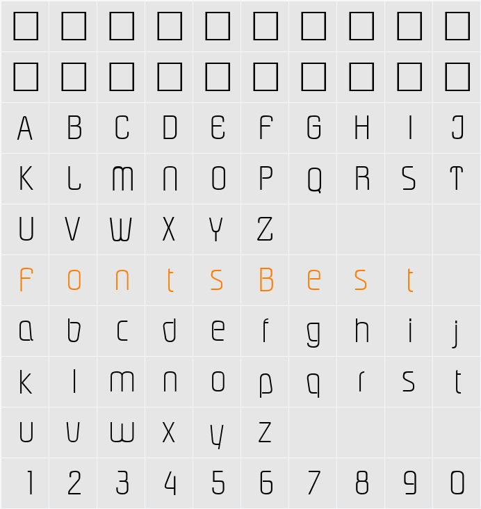 Piazza Light SF Character Map