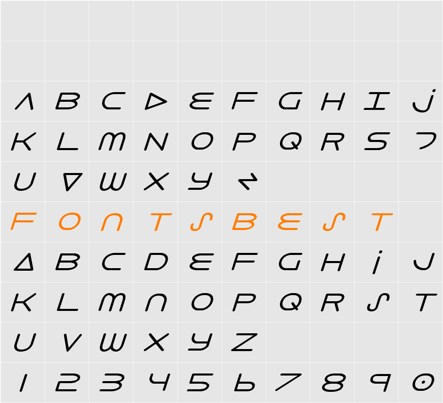 8th Element Italic Character Map