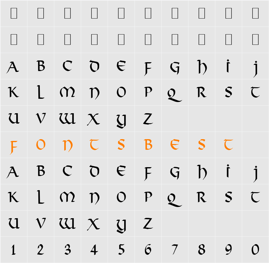 Valhalla-Condensed Character Map