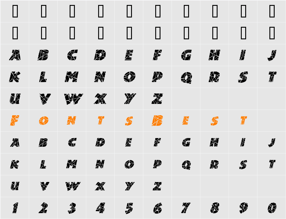 Dinosuaria-Cracked Character Map