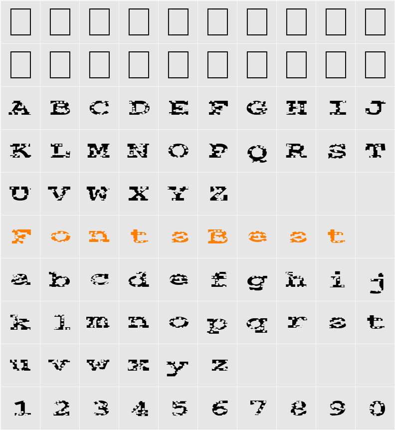 FZ BASIC 54 HOLEY EX Character Map