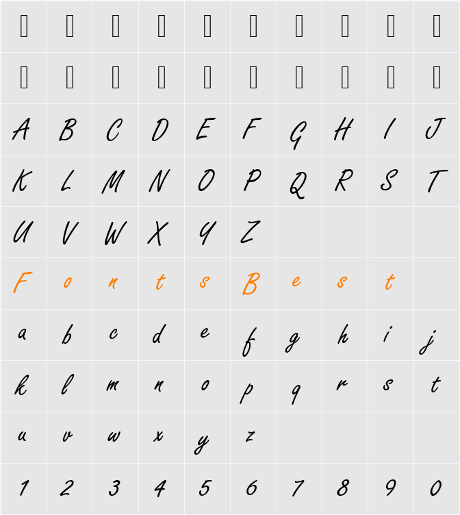 FreestyleScrDEE Character Map