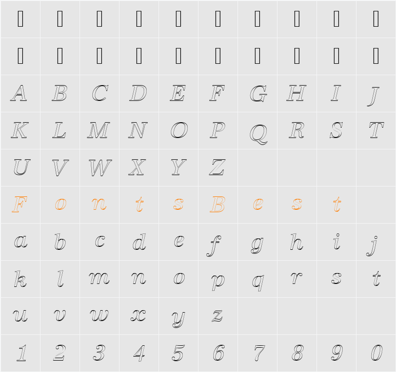 URWAntiquaTRegItaOu1 Character Map