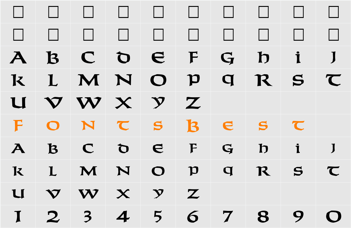 WeekenderType123 Character Map