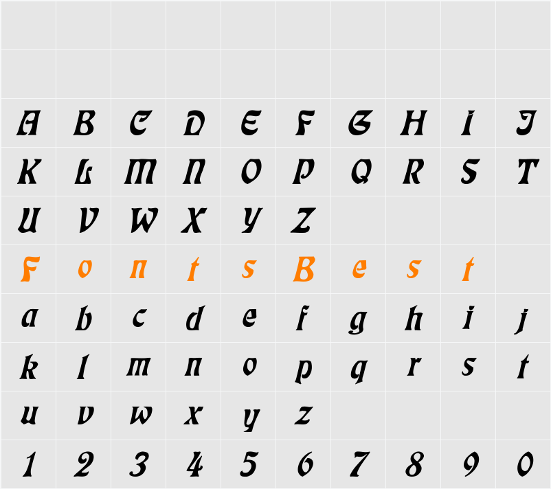 Eckmann Italic Character Map