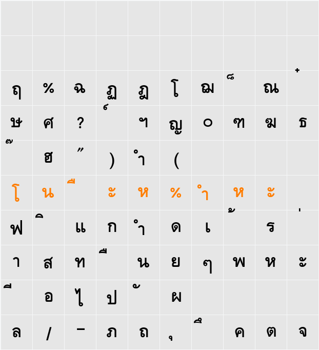 TATM001 Character Map