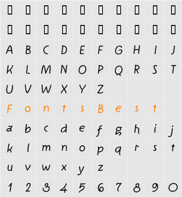 KnewFontJagged Character Map
