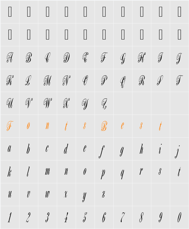 URWBordaScrD Character Map
