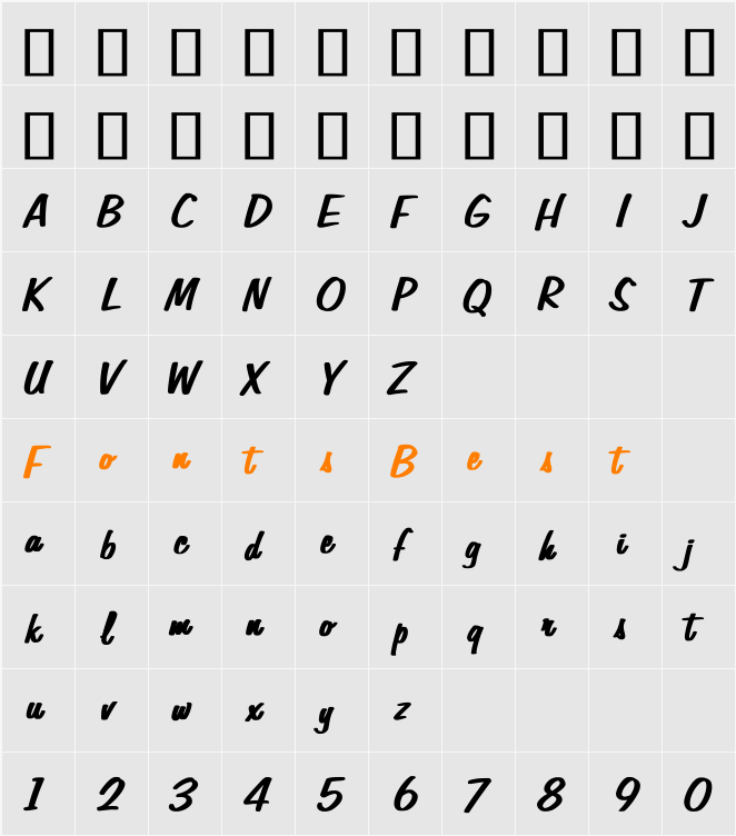 Freehand575 Bold Character Map