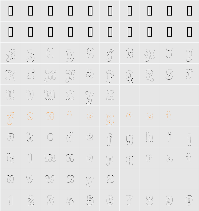BubbleSoftOutline Character Map