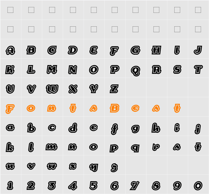DogmaExtraOutline Character Map