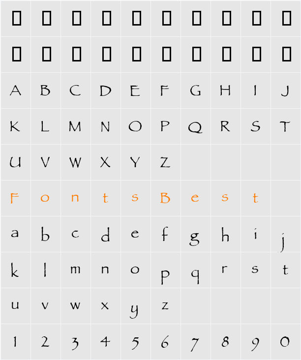 Parchment MF Character Map