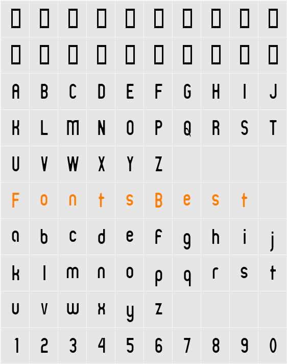 Zillah Modern Thin Character Map