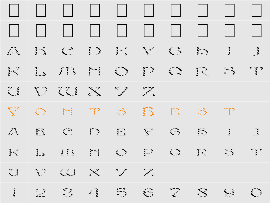 FZ JAZZY 20 STRIPED EX Character Map
