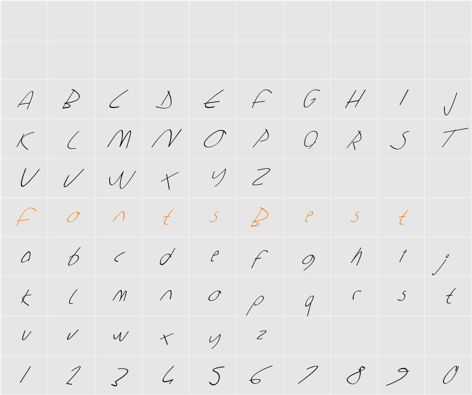 Sharon Lipschutz Handwriting Character Map
