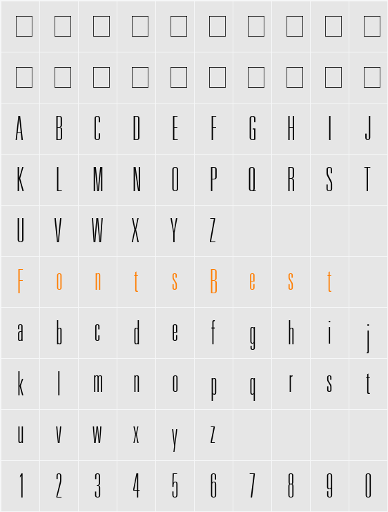 Nova Light Ultra SSi Character Map