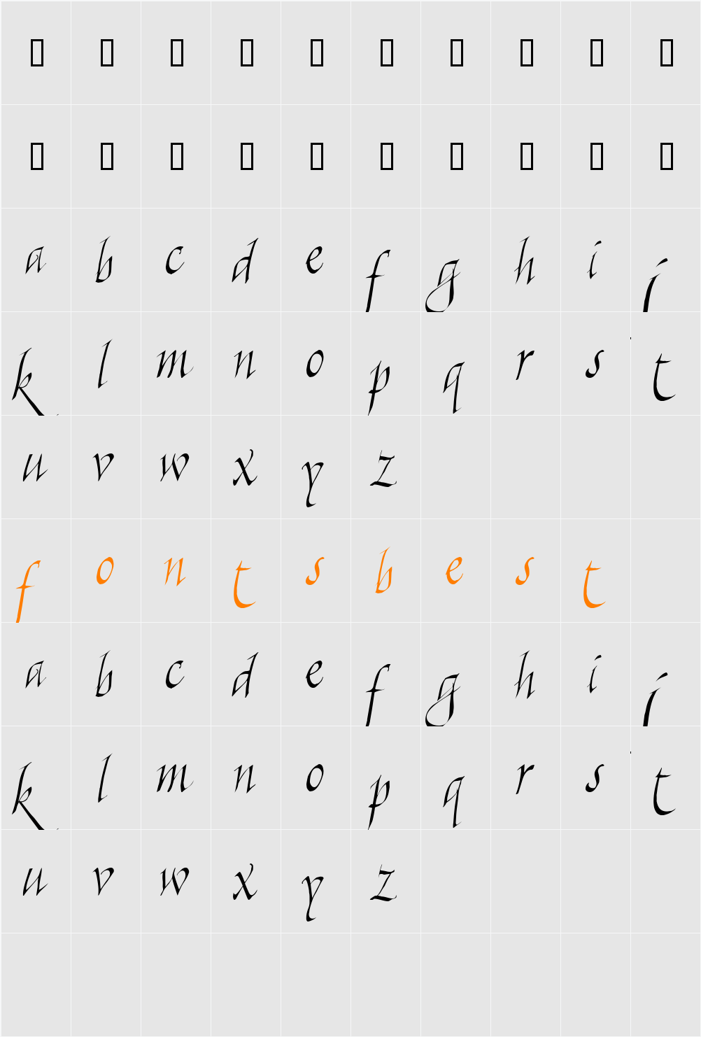 Killigraphy Character Map
