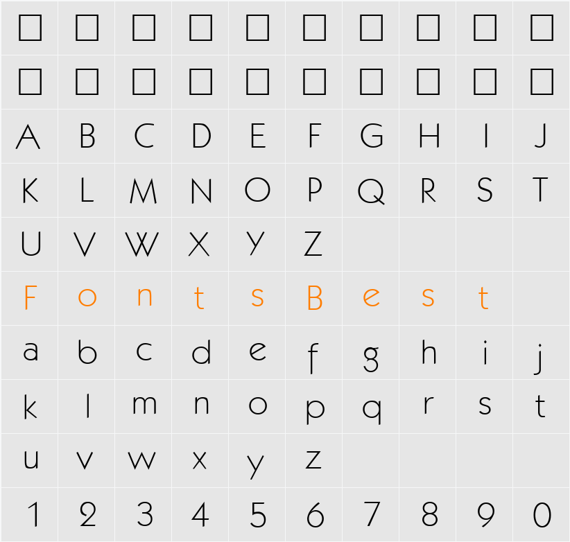 Koblenz-Xlight Character Map