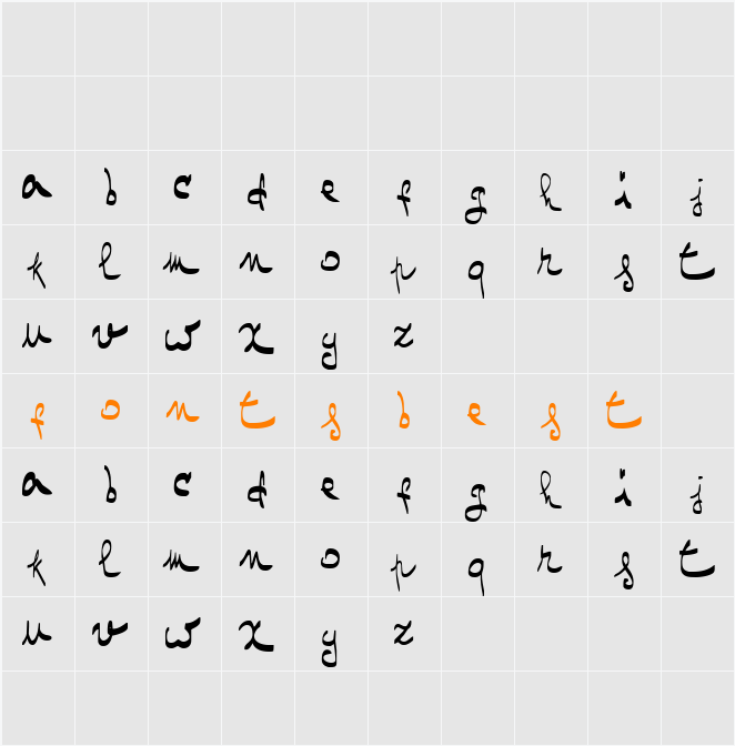 One Two Mustard Regular Character Map