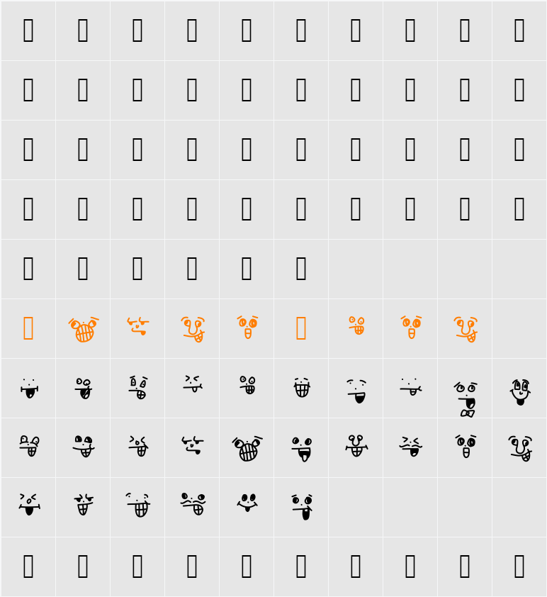 crazy smile Character Map
