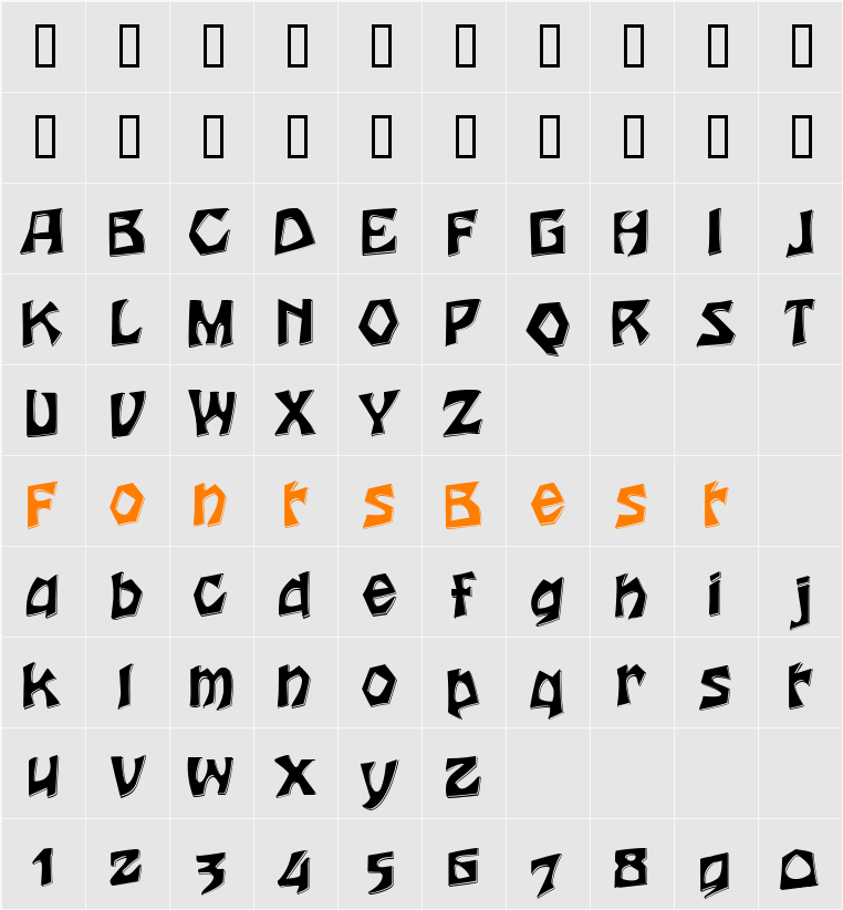 Houtsnee Shadow Character Map