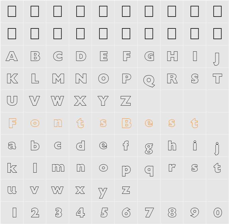 FZ BASIC 57 HOLLOW Character Map