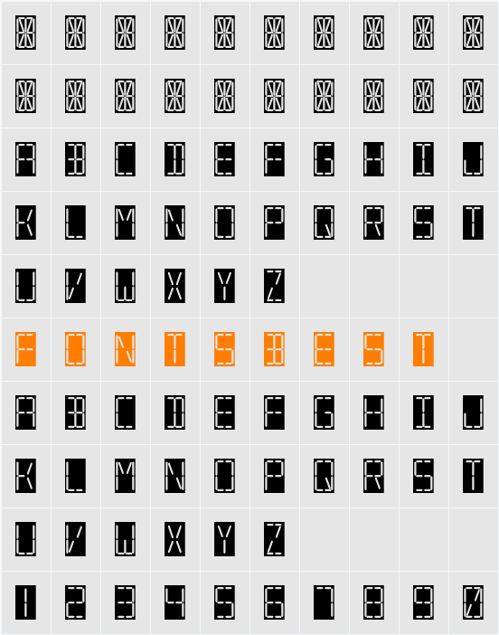7 SEGMENTAL DIGITAL DISPLAY Character Map