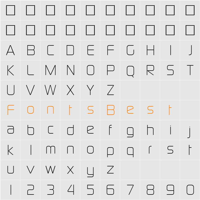 Sol Thin Character Map