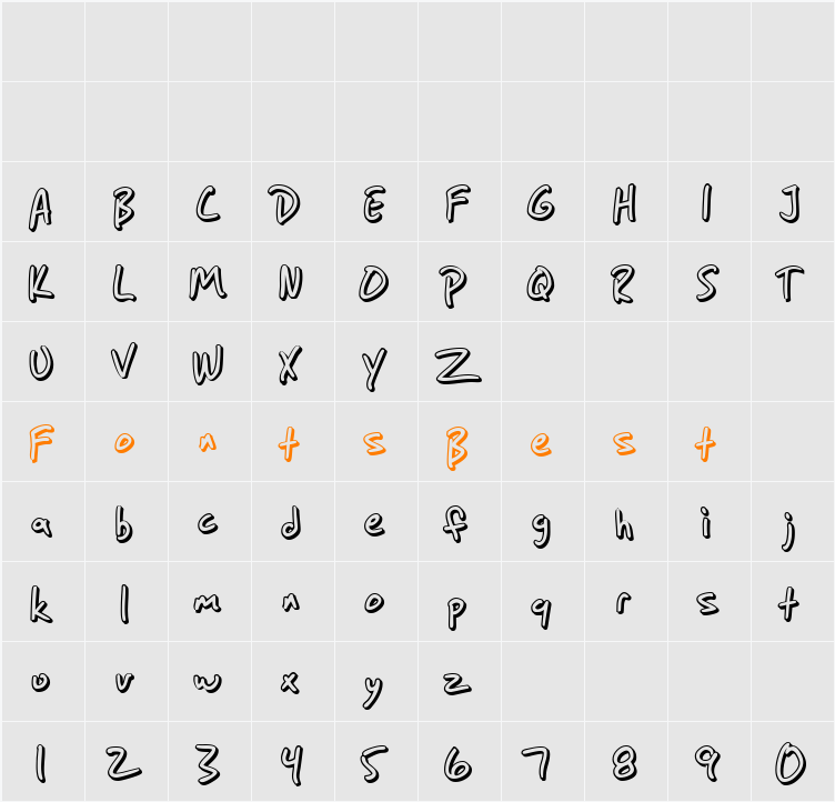 SF Grunge Sans Shadow Character Map