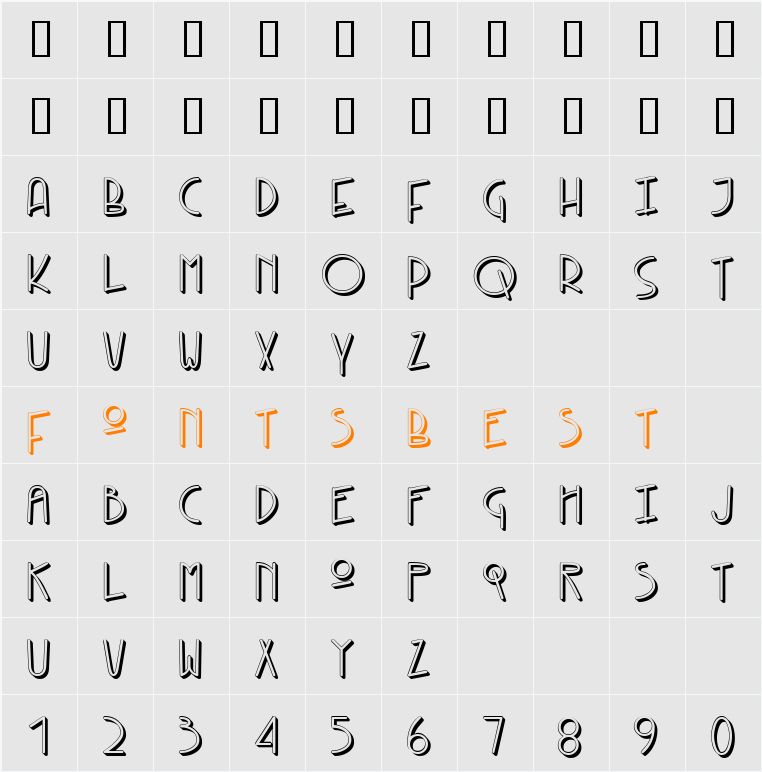 KneeblsExtruded Character Map