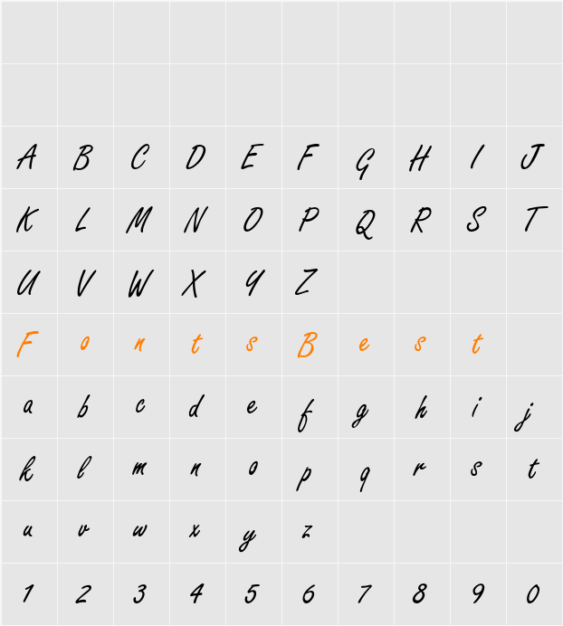 FreestyleScript-Thin Character Map