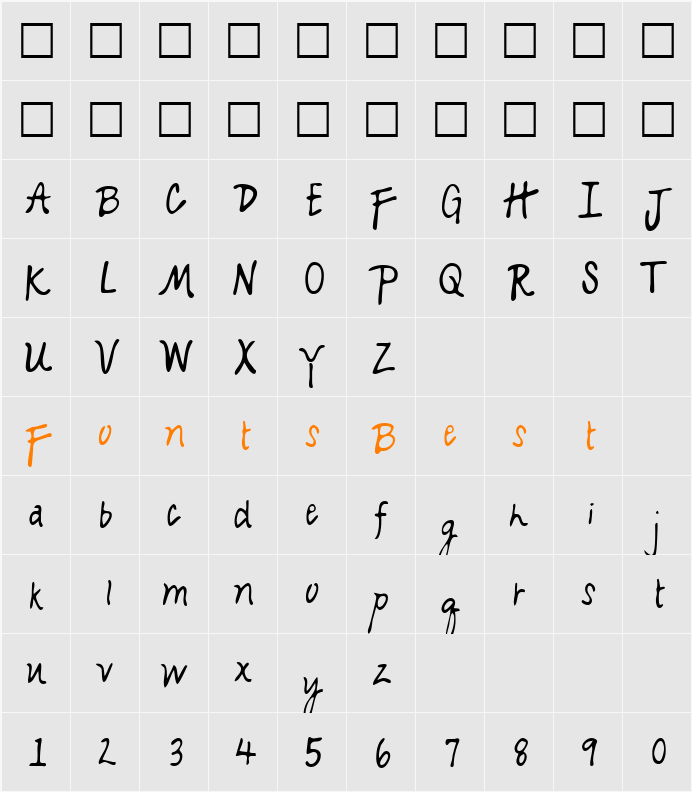 KanesHand Character Map