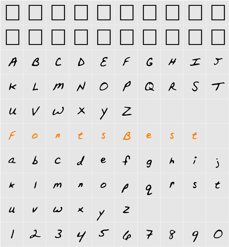 LEHN152 Character Map