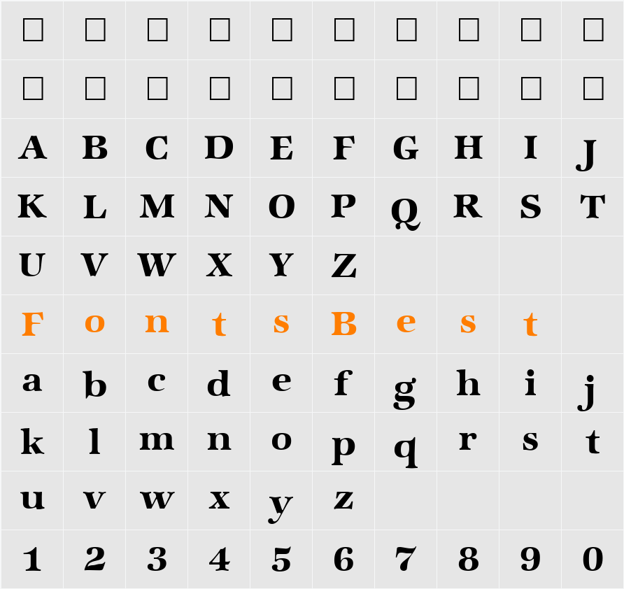 Zapf Character Map