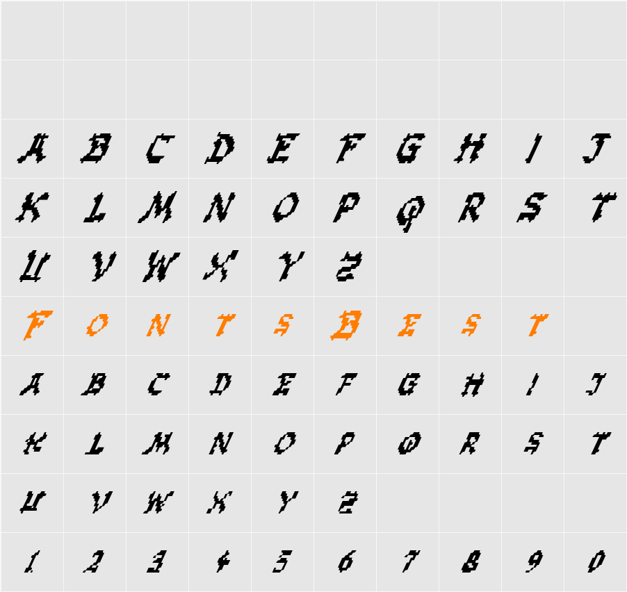 Zen Masters Italic Character Map
