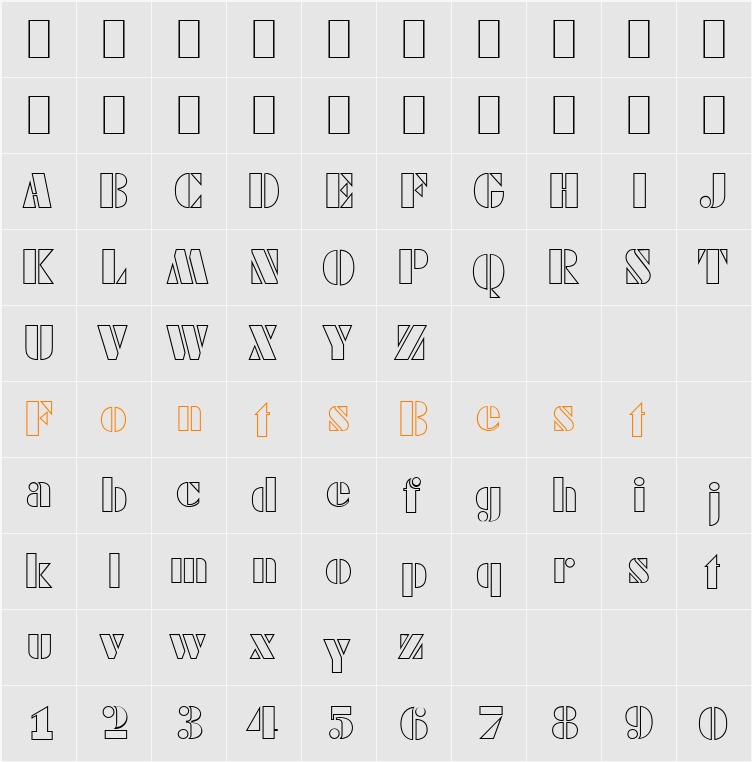 DekoBlackOpen-Serial Character Map