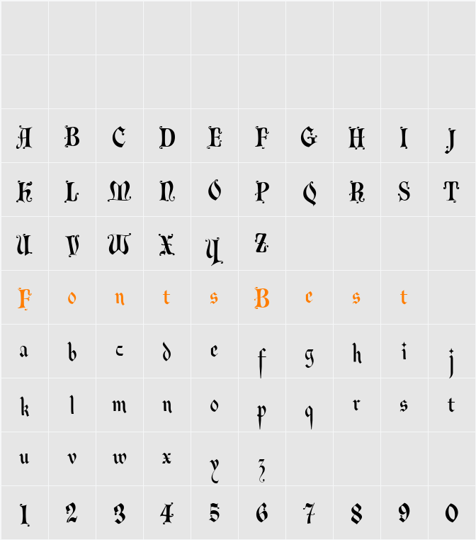 Kynges X NF Character Map