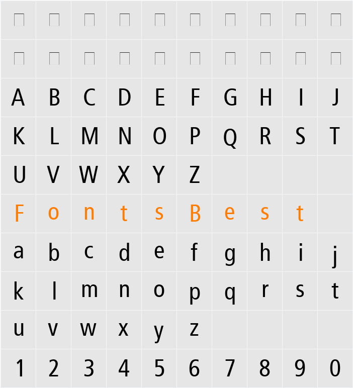 Frutiger LT 57 Cn Character Map