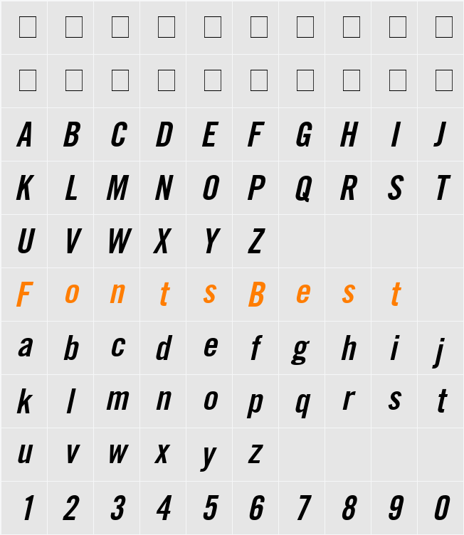 Commerce Black Condensed SSi Character Map