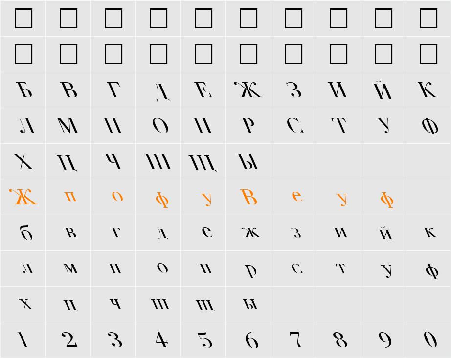 FZ FOREIGN 1 LEFTY Character Map